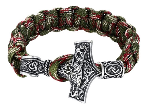 Brazalete Pulsera Vikinga Mjolnir Aleación Paracord Unisex