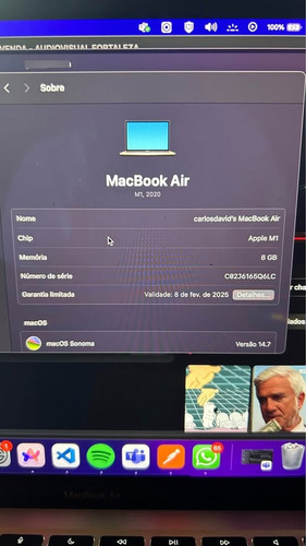 Apple Macbook Air M1 2020 A2337 8gb 256gb Ssd 13 (Usado)