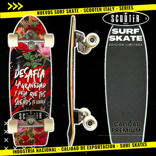 Surfskate Scooter Italy Tabla Maple Truck Meraki Profesional Ruedas Blanco Rulemanes Rosas Surf Skate