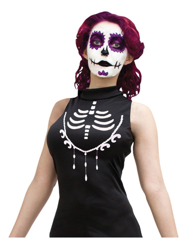 Disfraz Catrina Noche Dia De Muertos Fiestas Negro Mediana