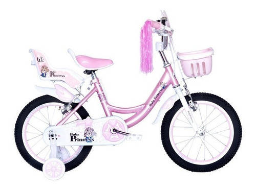 Bicicleta paseo infantil Wuilpy Baby Princess R16 frenos v-brakes color rosa con ruedas de entrenamiento