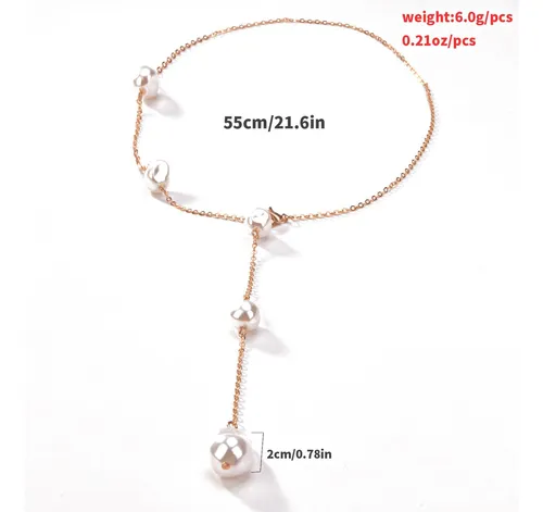 Iaceble Boho Collar Largo De Perlas Lariat Collar De Perlas