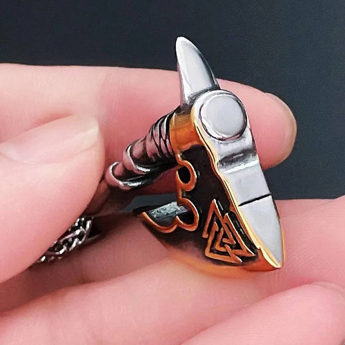 Colar Cordão Machado Vikings Valknut Nórdico Triângulos Odin