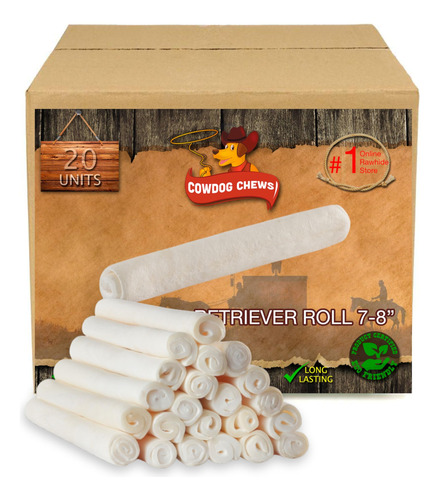 Cowdog Chews Rollo De Piel De Res (7-8 Pulgadas) De Larga Du