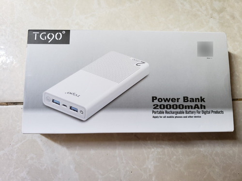 Power Bank Tg90,  20.000 Mah, Usb Output 5v, 2.1 Amp 