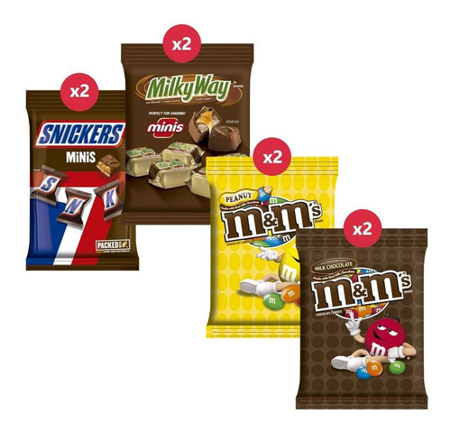 Snickers Mini X2 + M&m Peanut X2 + M&m Chocx2 + Milky Way X2
