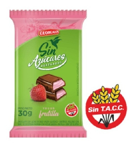 Georgalos Chocolate Yogurt Frutilla Sin Azucar 30g X 12u