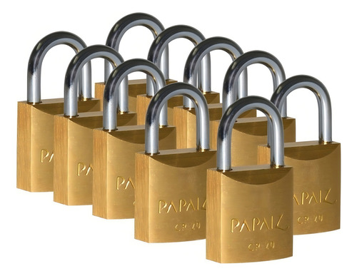 25 Cadeados 50mm Papaiz Segredos Iguais Ka1 Mesmo Segredo Cor Dourado