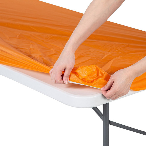Mantel Rectangular De Plástico Color Naranja, 8 Pies