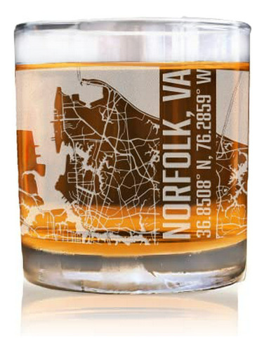 Vasos De Old Fashioneds, Norfolk Virginia City Map Whisky Gl