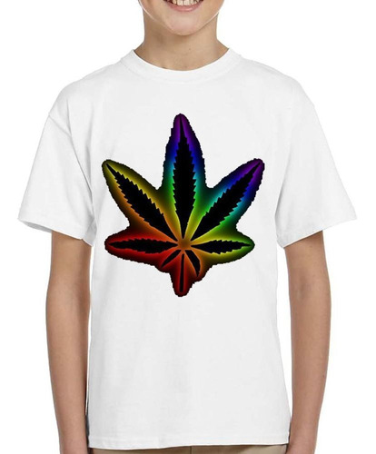 Remera De Niño Hoja Cannabis Colores