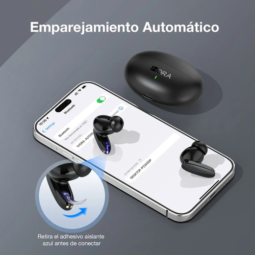 Audífonos in-ear inalámbricos Vulata S90 Negro Auriculares Inalambricos Bluetooth 5.3 con Microfono