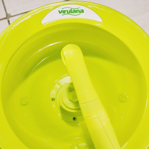 Imagen 6 de 7 de Balde Rotomop Mopa Microfibra Centrifugo Escurridor Virulana Color Verde Claro