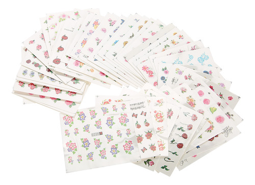 50 Hojas De Flores Mixtas Butterenfly Cartoon Arte De Uñas