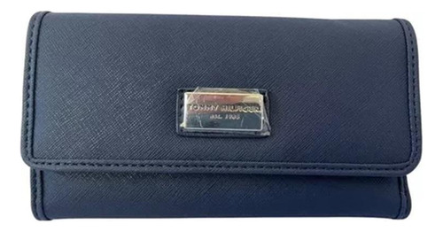 Carteira Tommy Hilfiger Feminina Azul Marinho Com Logo Prata