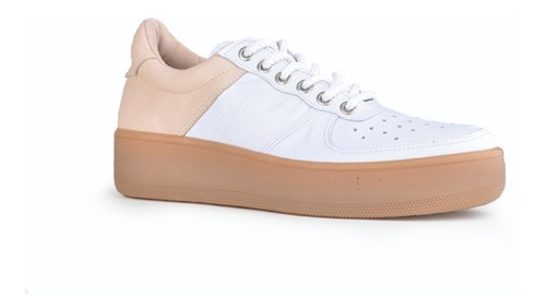 Zapatillas Urbanas De Mujer De Cuero Cordones Klama -ferraro