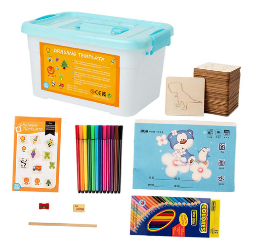Kit De Plantillas De Dibujo Con Rodajas De Madera