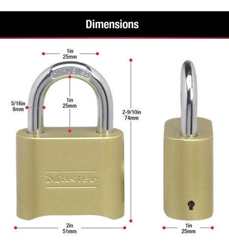 Imagen 6 de 7 de Candado Master Lock Con Combinmacion Numerica 175d
