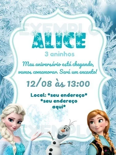 Convite Frozen  Convites frozen, Convite aniversário frozen