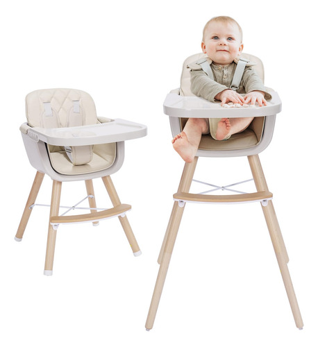 Trona Mallify, Convertible 3 En 1, De Madera Con Bandeja, Co