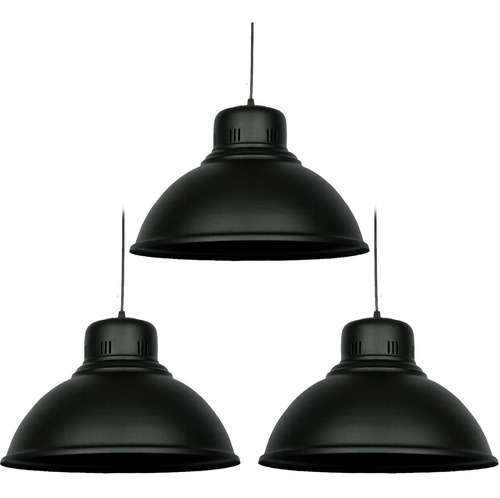Imagen 1 de 9 de Pack X3 Lampara Colgante Galponera Industrial 40 Cm