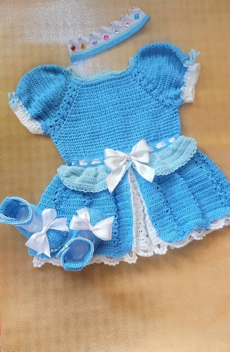 Vestido Cenicienta Bebé A Crochet