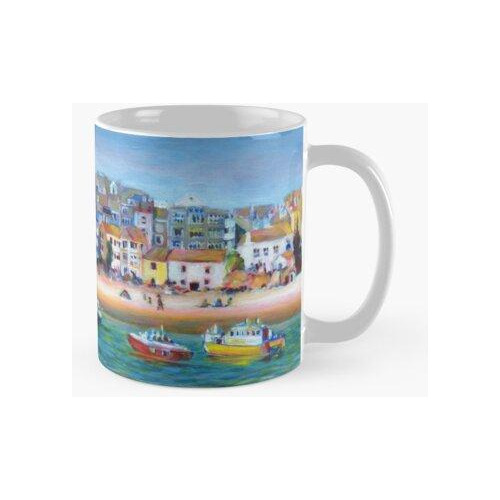 Taza Pintura De Acrílico, St Ives Harbour, Arte De Cornualle