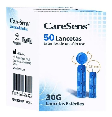 50 Lancetas Estériles Caresens Para Medir Glicemia