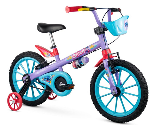 Bicicleta Aro 16 Com Rodinhas Do Stitch Bike Disney Nathor Cor Colorido Tamanho Do Quadro 16