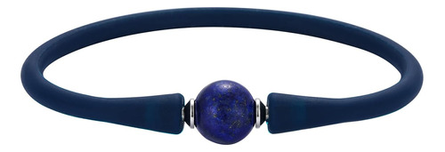 Silicone Bracelet Single Lapis Lazuli Stone Charm Bead Dark