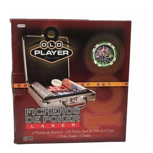 Set De Poker Fichero Old Player 100 Fichas Laser Numeradas