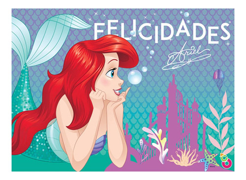 Afiche La Sirenita Cumpleaños Cartel Deco Disney Original