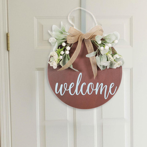 Señal De Bienvenida Para Puerta De Entrada, Corona De
