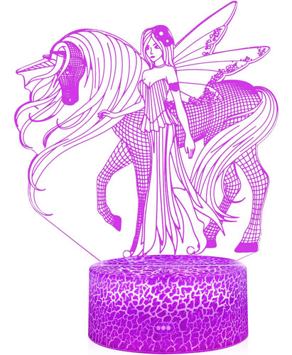 3d Ilusión Unicornio Hada Espíritu Luz Nocturna 16 Cambio D