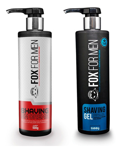 Kit Shaving Barbeiro Gel E Creme Fox For Men 2 Shaving 500g