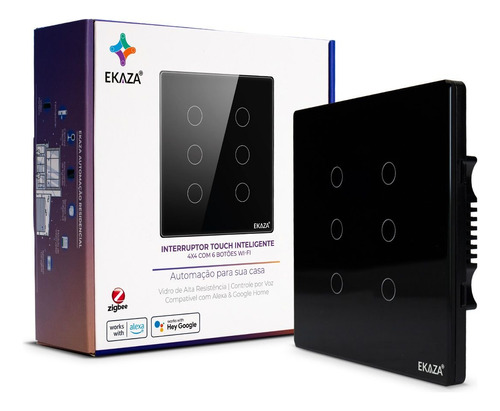 Interruptor Touch 6 Botões 4x4 Zigbee 2.5d Ekaza Ekat T307z