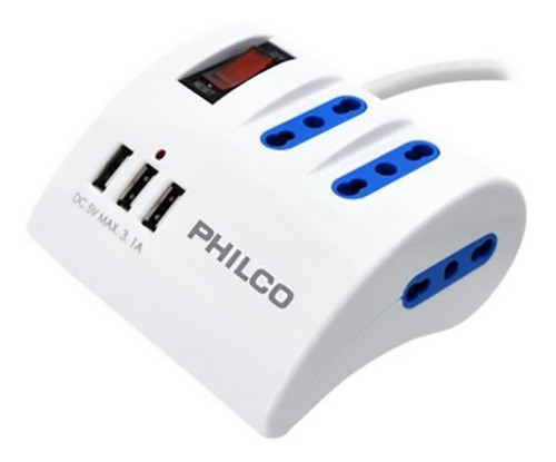 Extensión Alargador Escritorio De 3 Ac/usb 3.1 Philco 2043b