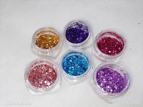 Glitter Para Decoración De Unas C/6 Colores Glitter