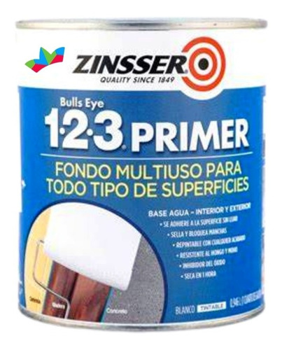 Pintura Zinsser Primer 1-2-3 Base Agua Int-ext- 0.946lts