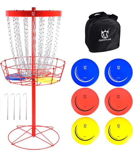 Cesta De Golf Pro Disc Incluye 3 Discos 24 Cadenas Portatile