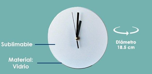 Imagen 3 de 3 de Reloj Redondo De Vidrio Para Sublimación