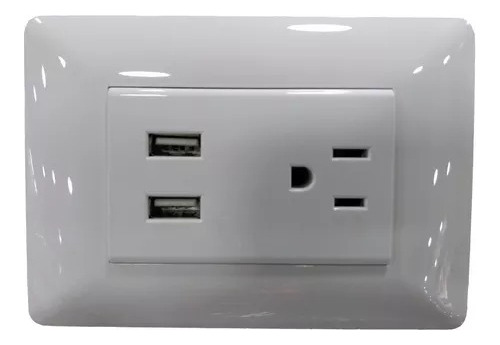 Toma Doble Usb + Enchufe Pared 110v Europeo Americano Tierra