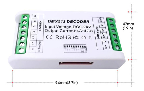 Mini 4 Chanel Decodificator Dmx 512 Rgbw Controller 16a