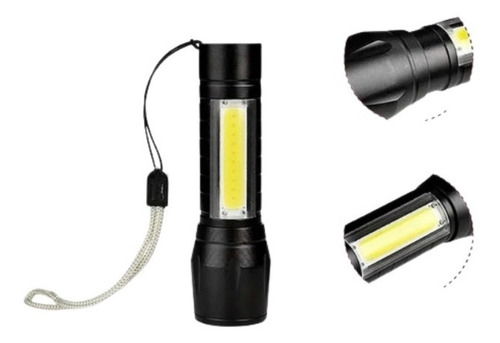 Imagem 3 de 5 de Mini Lanterna Tática Lampião Led Recarregável Usb Com Clipe
