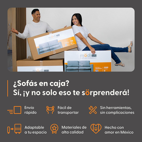 Sala Modular Modi 4 Plazas + Otoman + Pillowpack | Lavable | Gris Oscuro