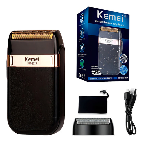 Barbeador Shaver Kemei Elétrico Com Cabeças Removiveis