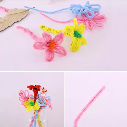 100PC Chenille Stem Solid Color Pipe Cleaners Set for DIY Arts Crafts  Decoration