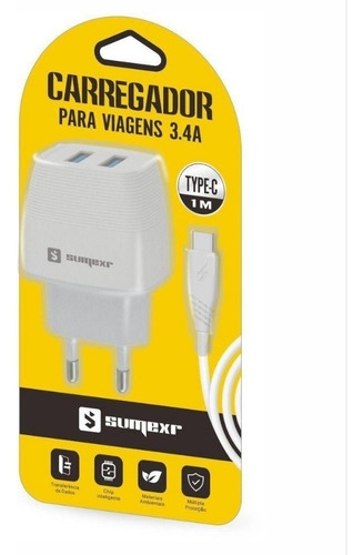 Carregador Turbo 2 Usb + Cabo Tipo C Xiaomi Motorola Samsung