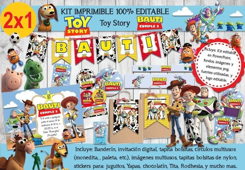  Kit Imprimible Toy Story Candy Bar Promo 2x1 