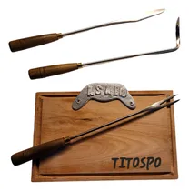 Comprar Kit Parrillero Asado Tabla Madera Asado Picadas Logo Laser
